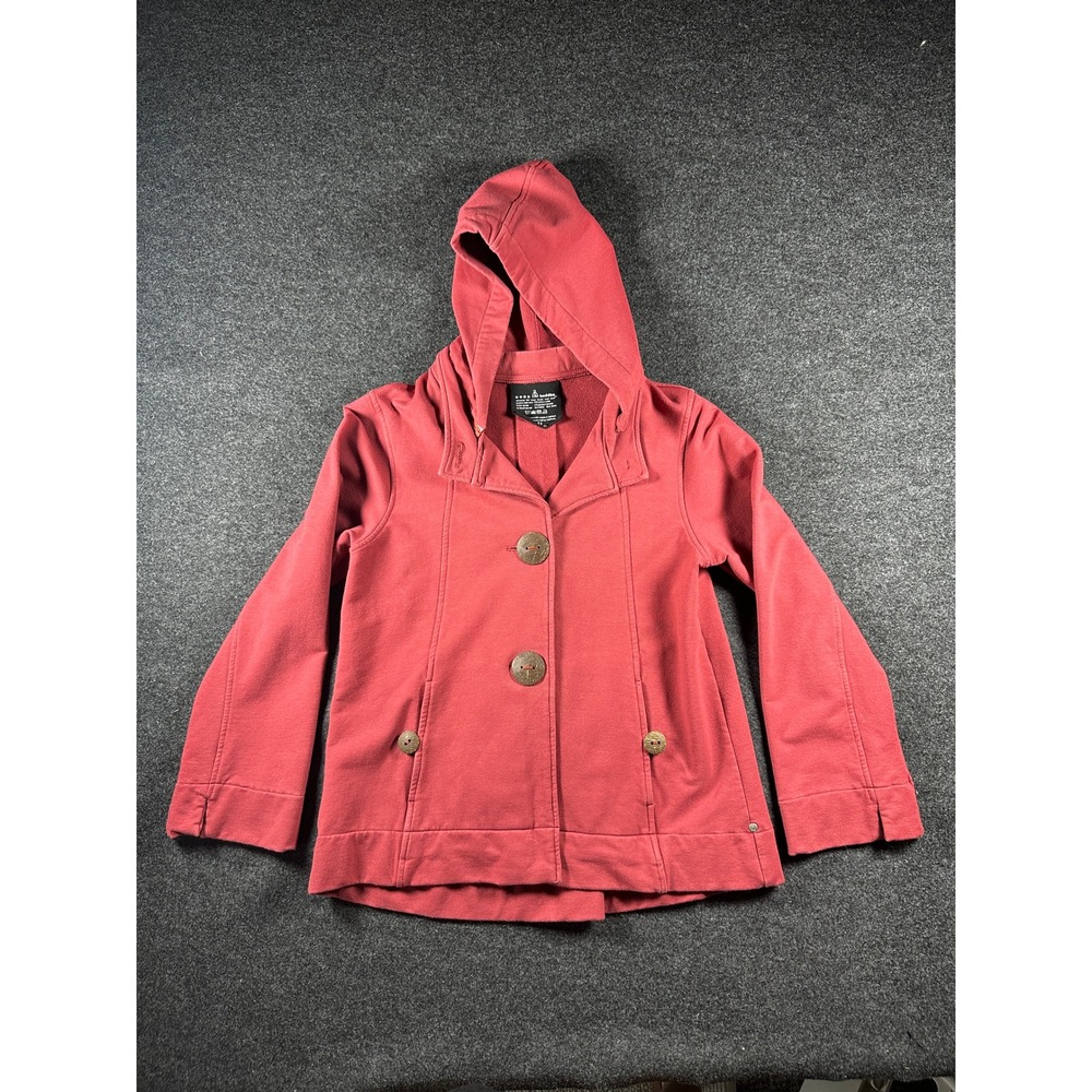 Neon Buddha Womens Red Hooded‎ Button Front Jacket Cotton Stretch XS